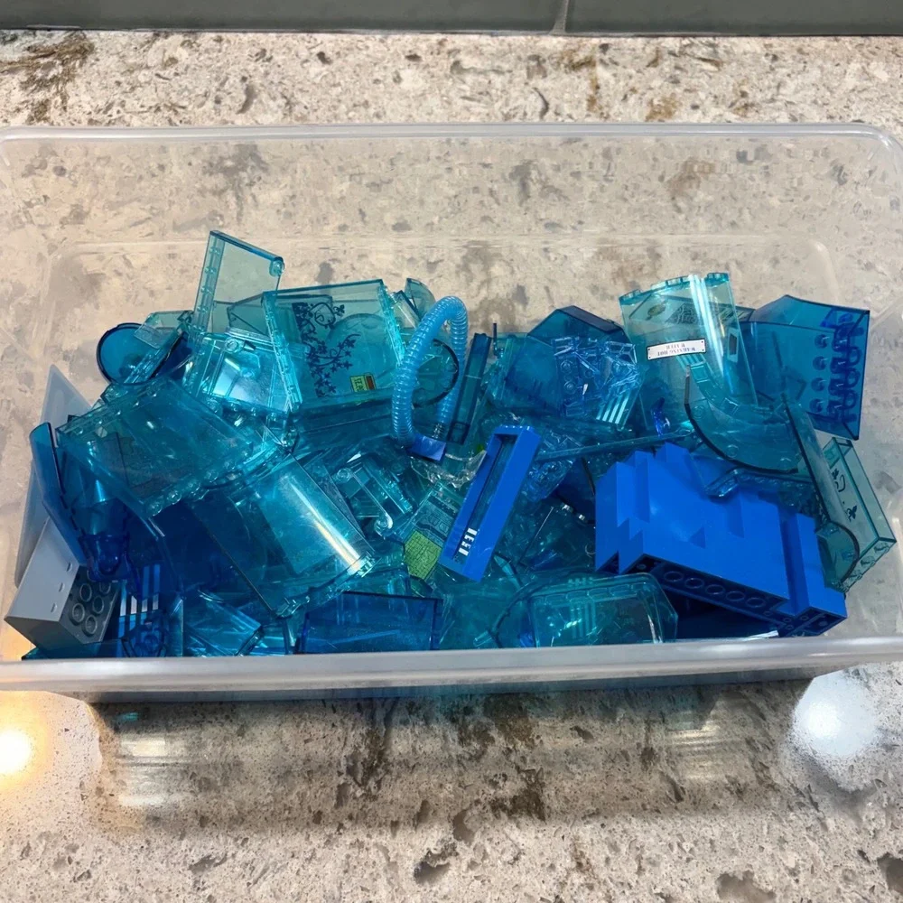 LEGO Translucent Blue Bulk Bricks and Specialty Pieces Lot 1.5lbs+